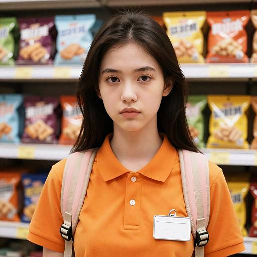 Young Woman with Snacks in Store