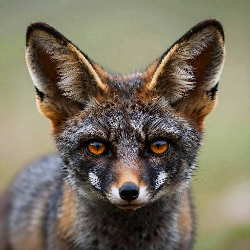 Close-Up Photorealistic Black Fennec Fox