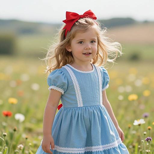 Joyful Girl in Sunny Meadow