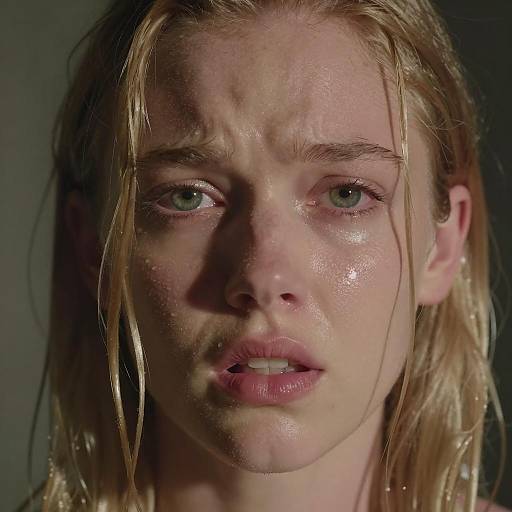 Intense Close-Up of Young Woman's Emotion