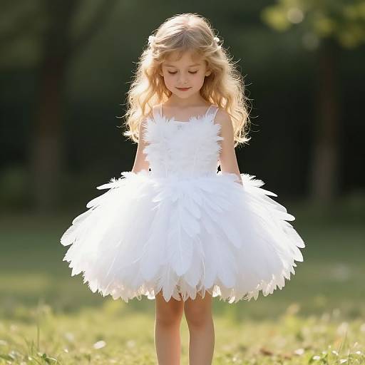 Blonde Teen in Feather Dress