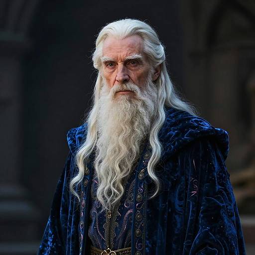 Wise Male Wizard Portrait with Velvet Robe