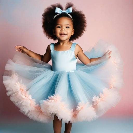 Smiling Toddler Girl in Blue Tulle Dress
