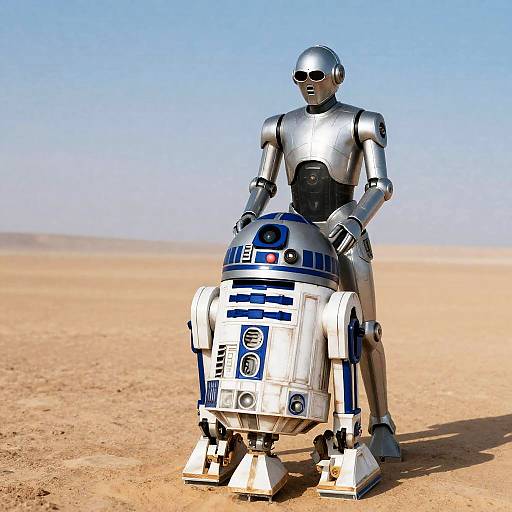 Star Wars Droids in Desert Landscape
