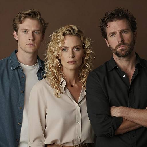 Portrait of Three Adults with Serious Expressions