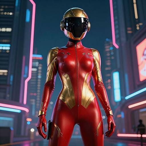 Futuristic Red and Gold Skin Suit