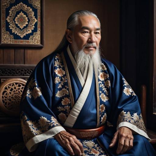 Elegant Portrait of Elderly Asian Man