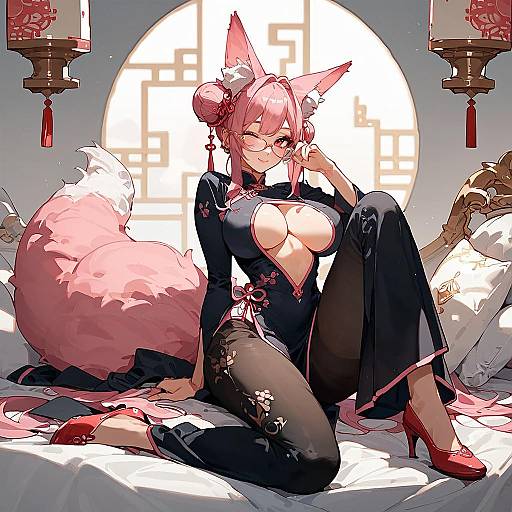 Anime Fox Girl in Chinese Dress