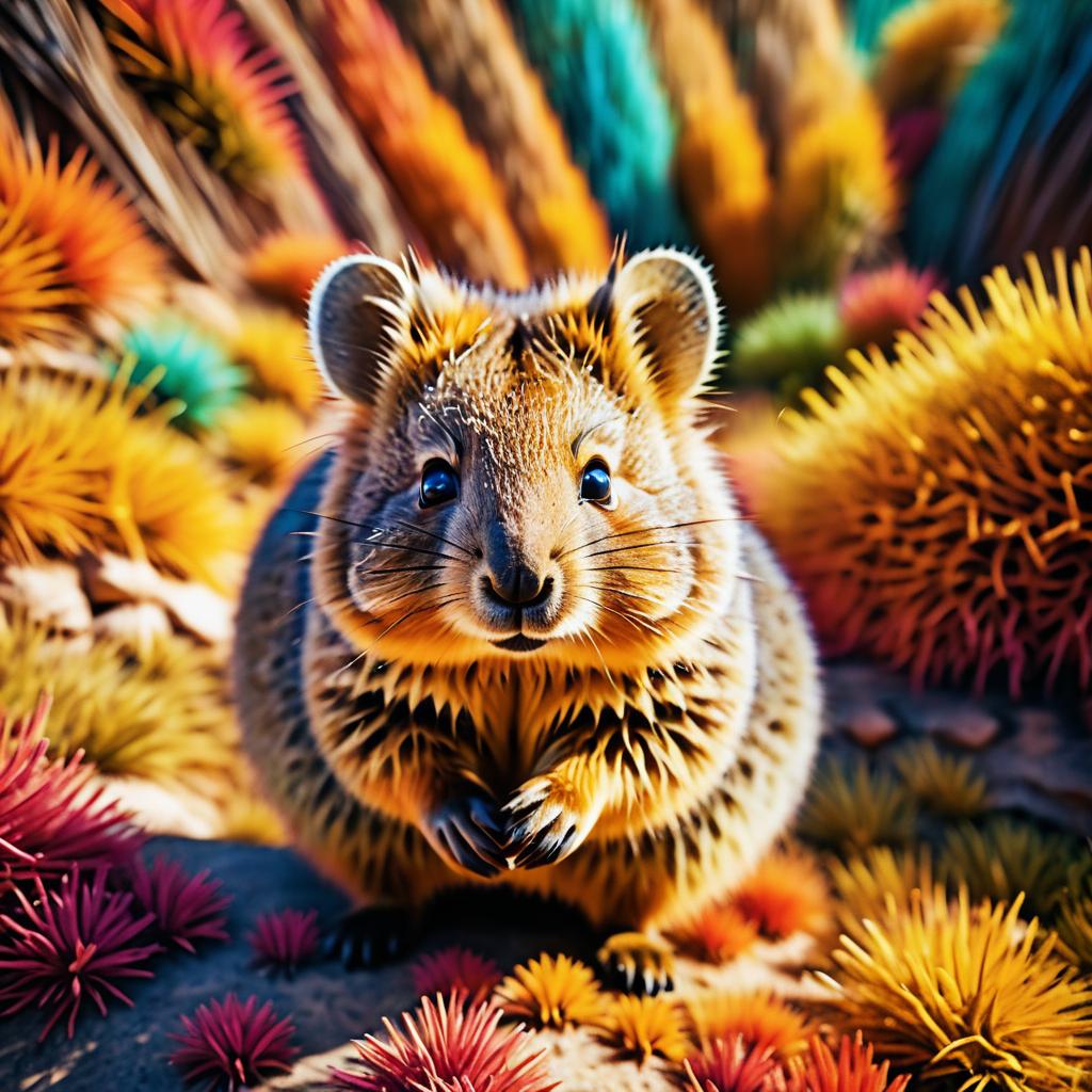 Vibrant Quokka with Surreal Patterns