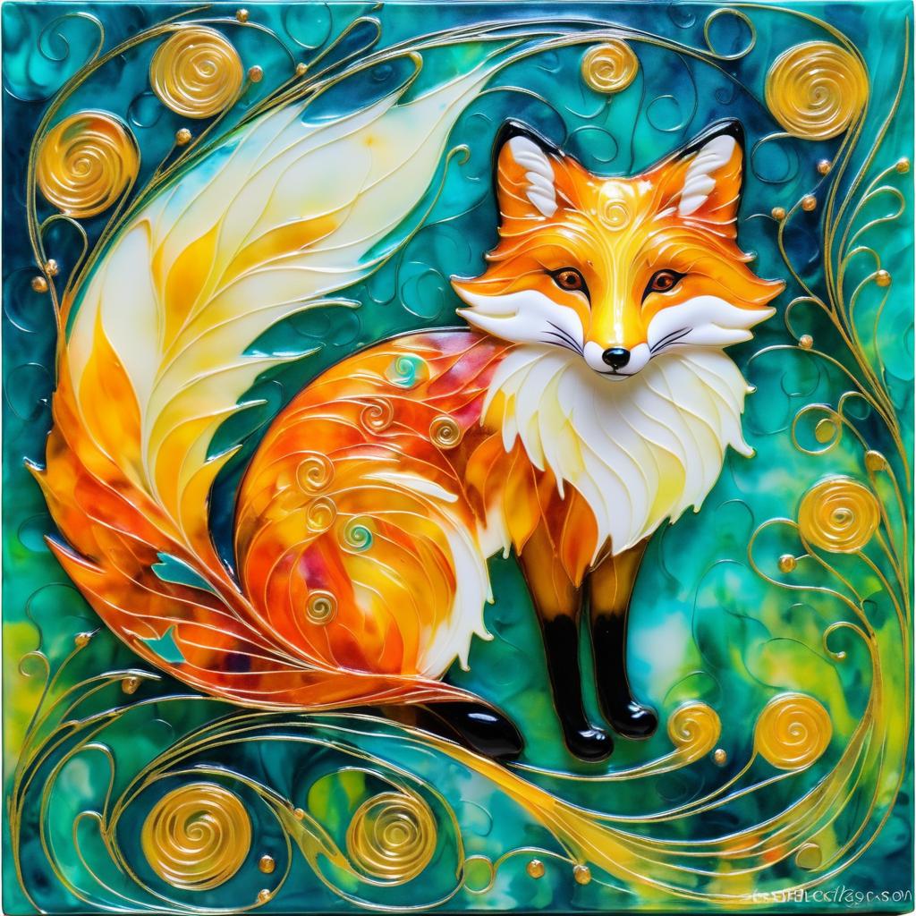 Enchanted Fox in Abstract Acrylic Art