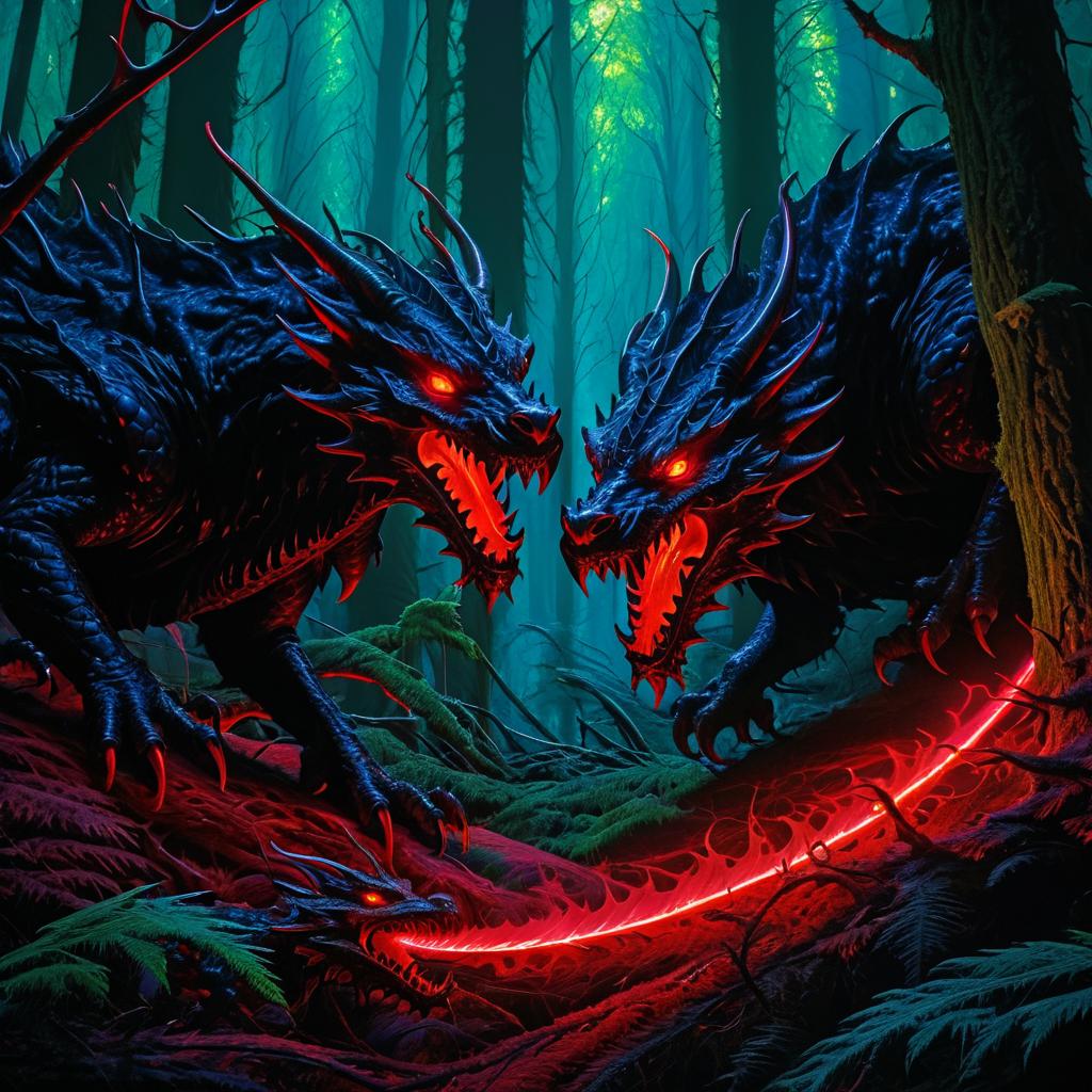 Nightmare Dragons Hunting in Dark Forest