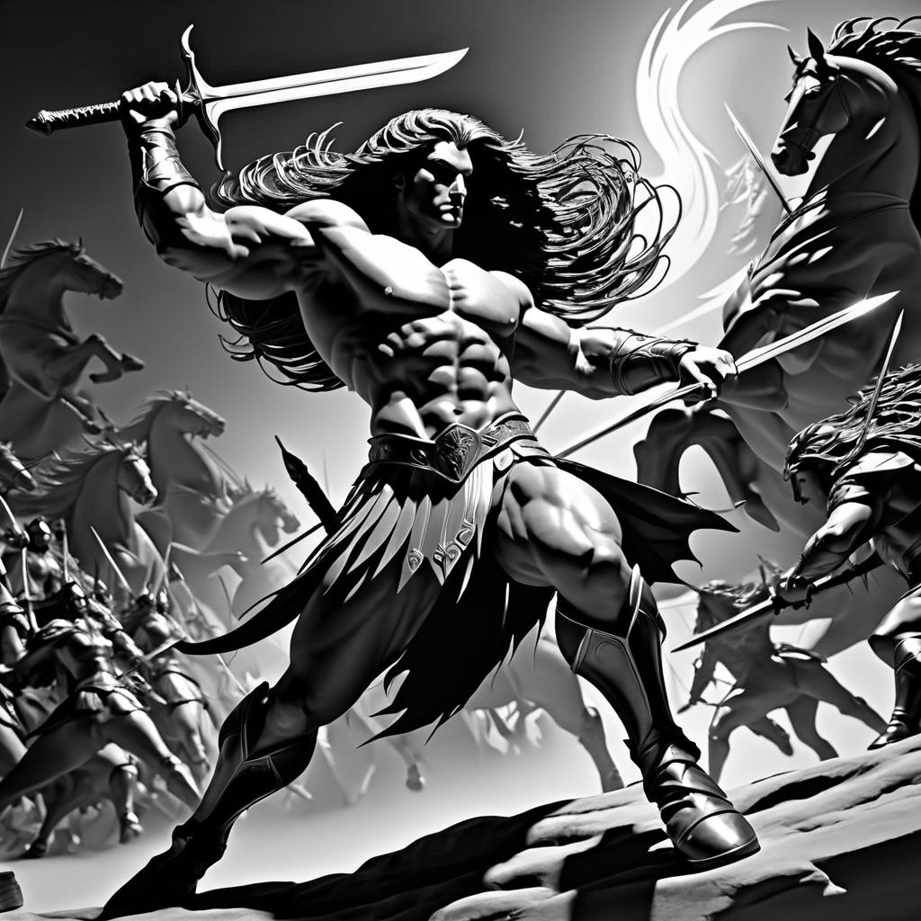 Dynamic Centaur Warrior in Battle