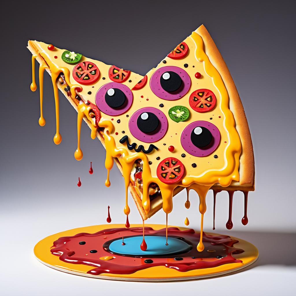 Playful Surreal Pizza Character Art