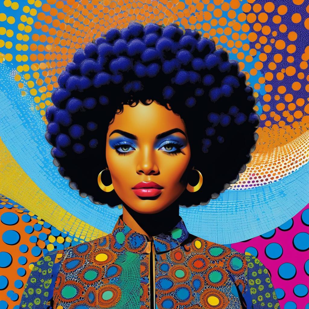 Psychedelic Afro-Latina Portrait in Warhol Style