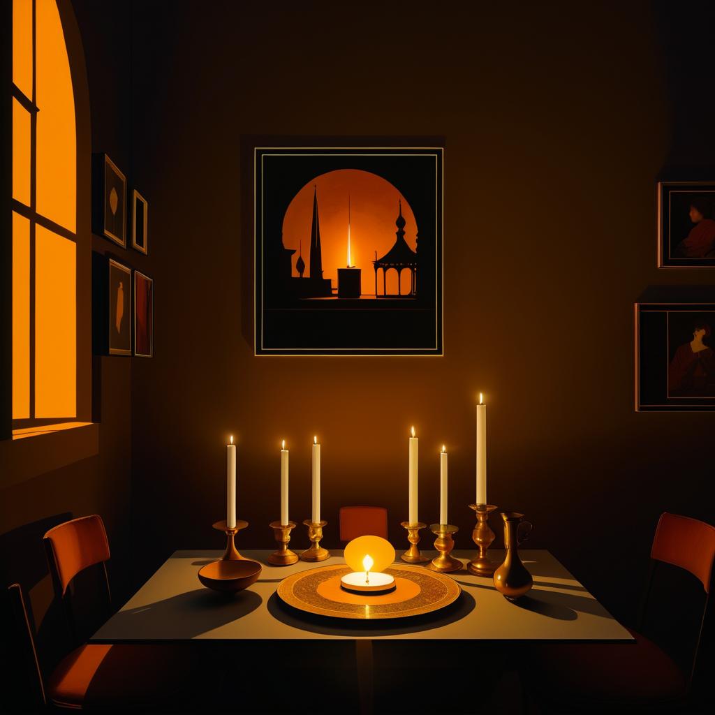 Warm Candlelit Scene with Artistic Layers