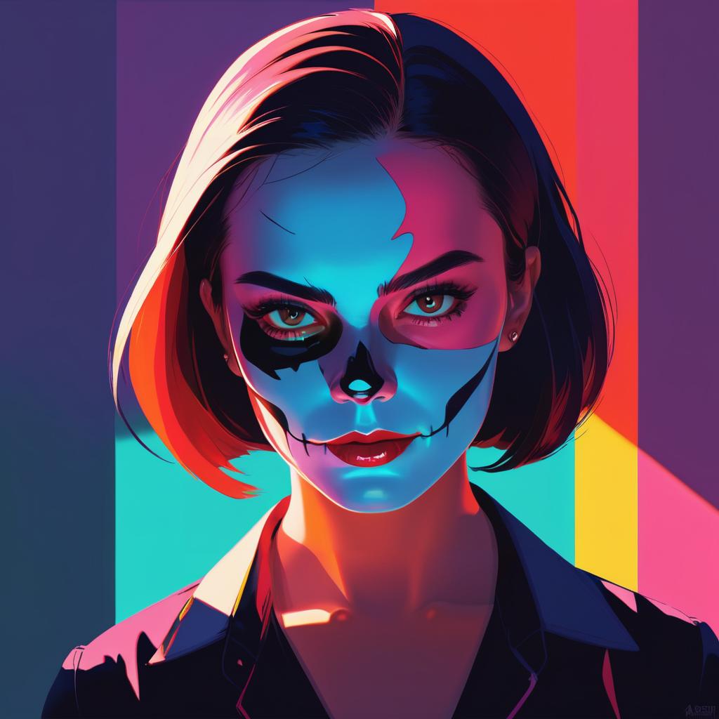 Vibrant Skull-Painted Girl Portrait