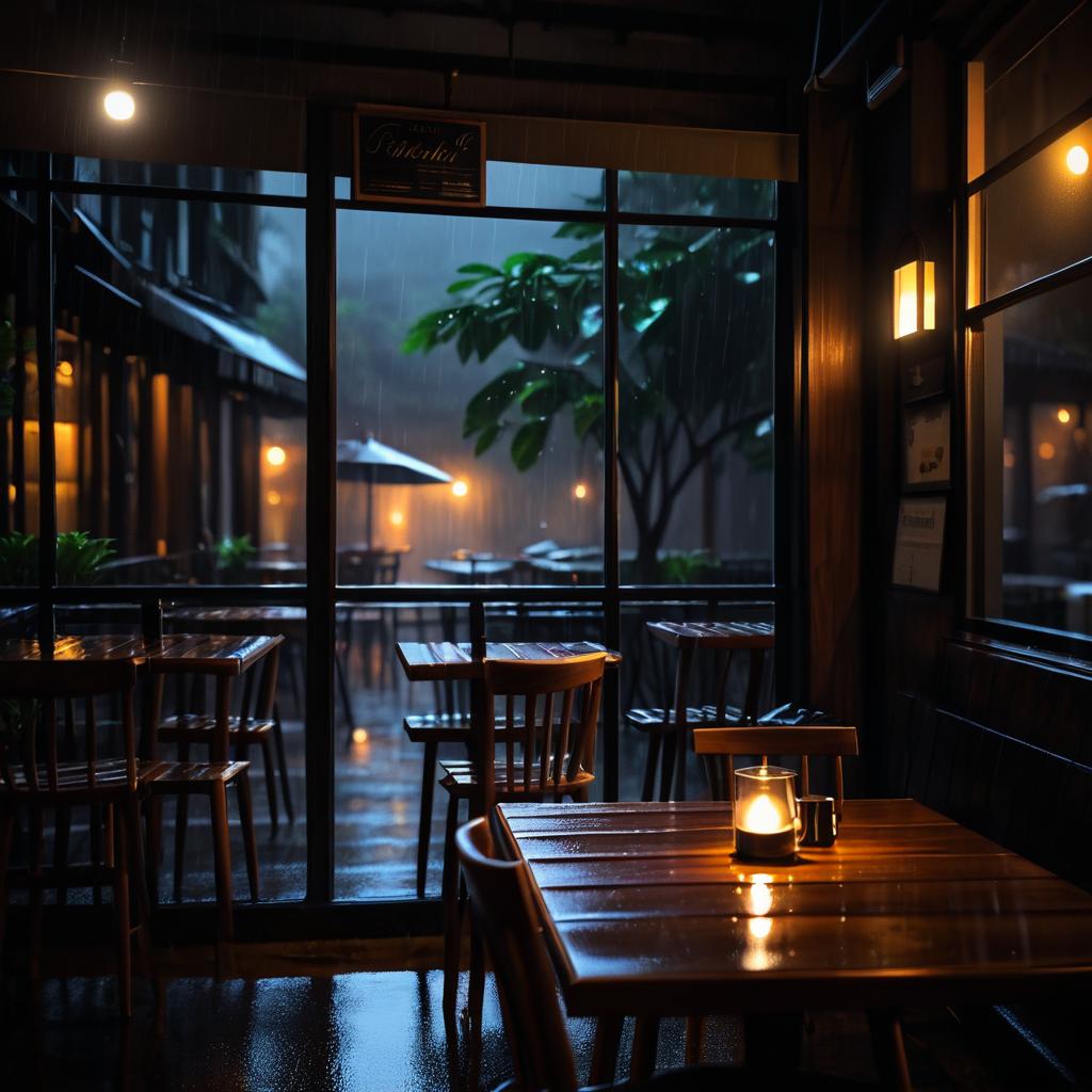 Cozy Rainy Coffee Shop Vibes at Night