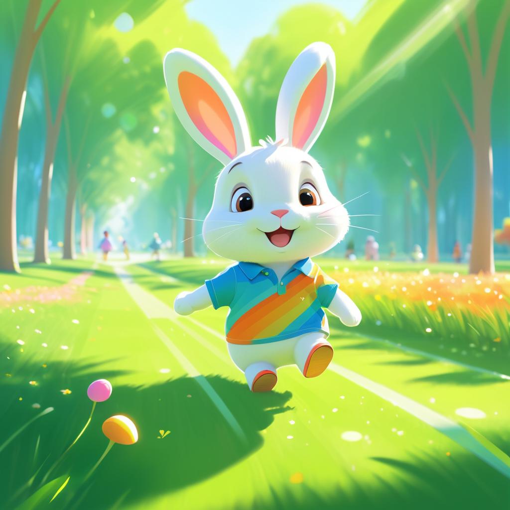 Charming Cartoon Rabbit in Sunny Park