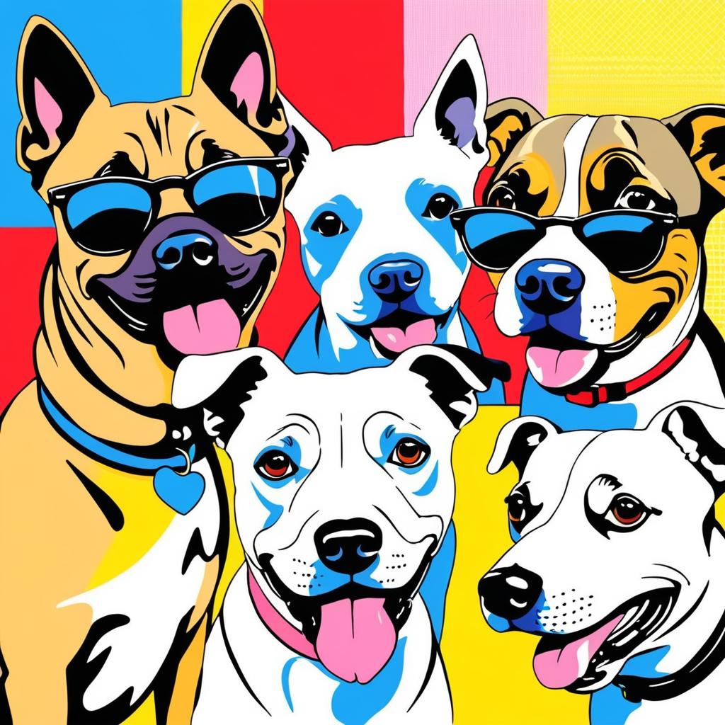 Lichtenstein-Style Dogs in Humorous Friendship