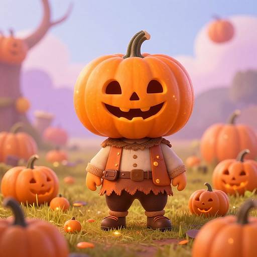 Whimsical Anthropomorphic Pumpkin Character