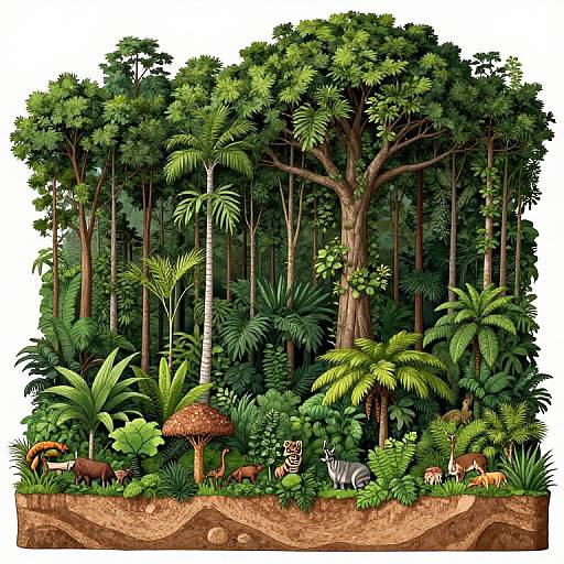 Rainforest Cross-Section with Wildlife