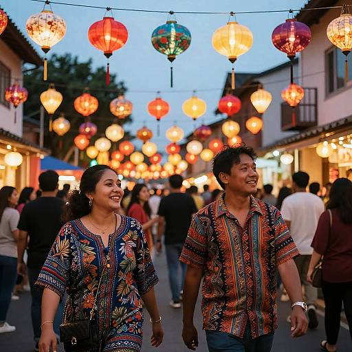 Lively Twilight Street Festival Scene