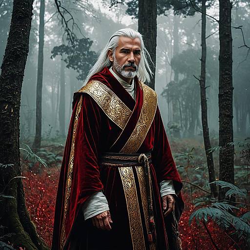 Warrior Monk in Crimson Velvet Robe