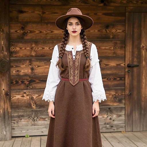 Elegant Young Woman in Gypsy Costume