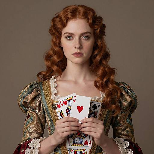 Victorian Woman Holding Playing Card