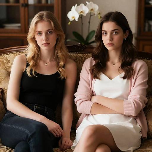 Contemplative Portrait of Two Young Women