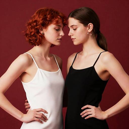 Confident Couple with Fiery Red and Ash Brown Hair
