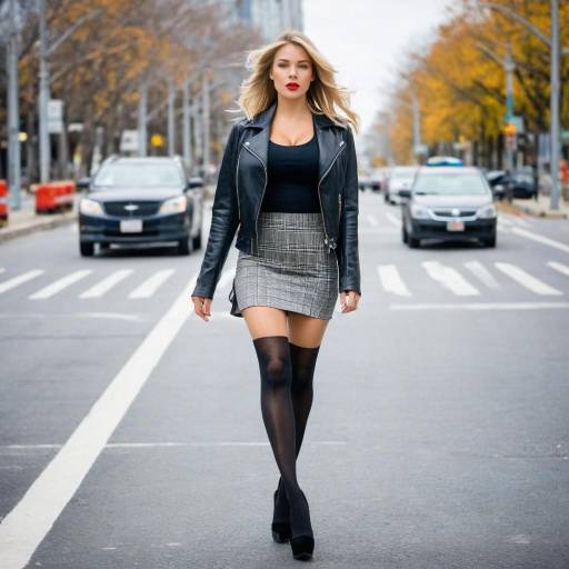 Woman in Leather Jacket Walking on City Street