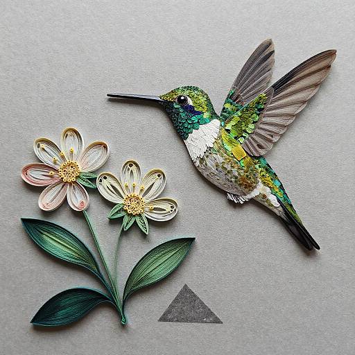 Exotic Hummingbird Paper Quilling Illustration