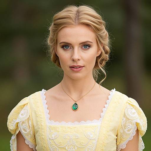 Fairy-Tale Woman in Yellow Dress