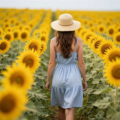 Summer Stroll Through Sunflower Field