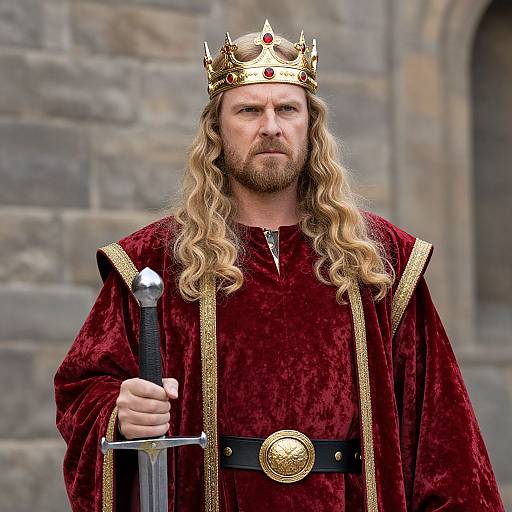Medieval King with Sword and Crown