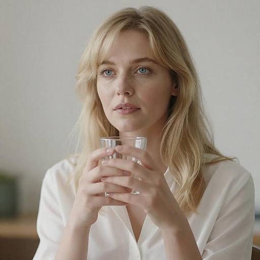 Blonde Woman with Glass in Soft Light