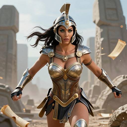 Athena Warrior in Futuristic Armor