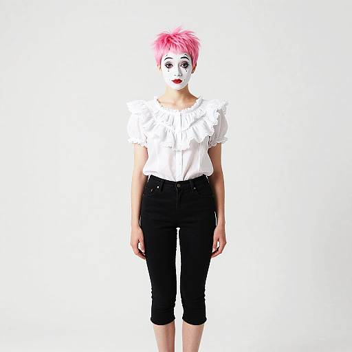 Whimsical Pink-Haired City Mime