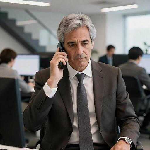 Focused Businessman in Modern Office Setting