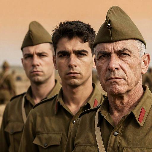 Three Soldiers in a Historic Battlefield