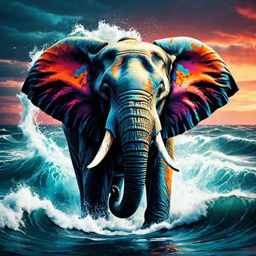 Surreal Elephant with Tidal Wave Ears