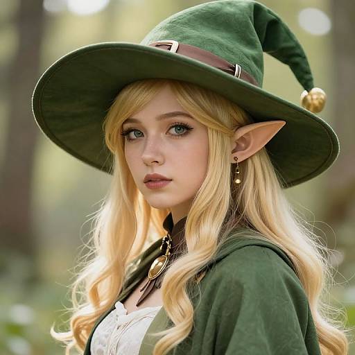 Blonde Elf with Green Hat