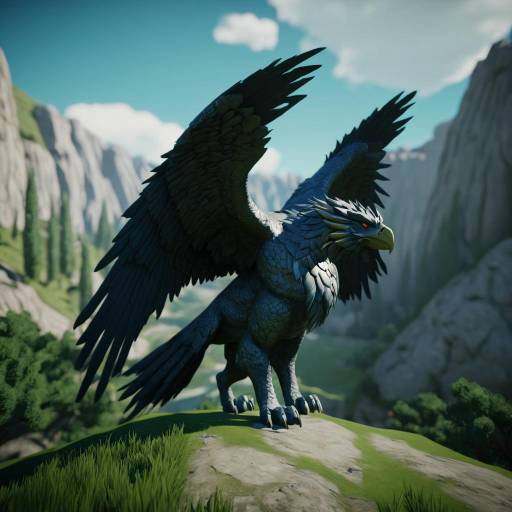 Majestic Griffin in a Peaceful Valley Majestic Griffin in a Peaceful Valley