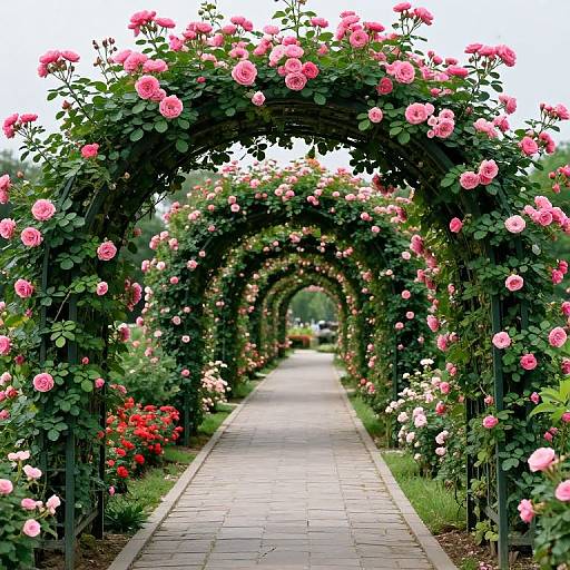 Enchanting Pink Rose Archway Path