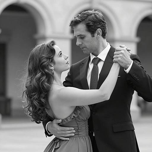 Elegant Couple Dancing in Black and White