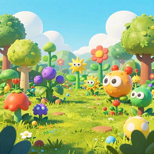 Whimsical Garden Battlefield Scene