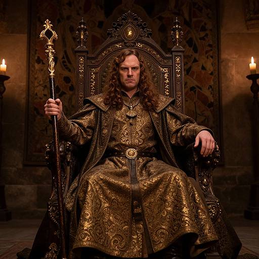 Arrogant Medieval Nobleman on Throne