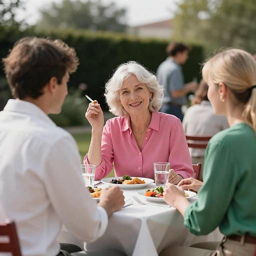 Outdoor Gathering: Friends at a Table