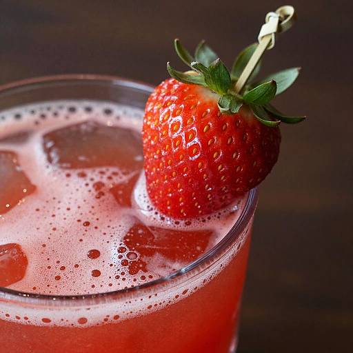 Vibrant Red Cocktail with Strawberry